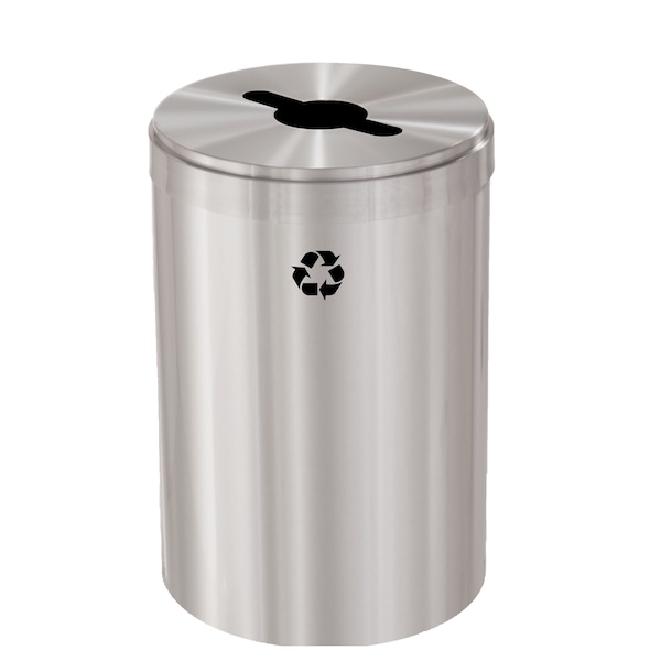 41 gal Round Recycling Bin, Satin Aluminum