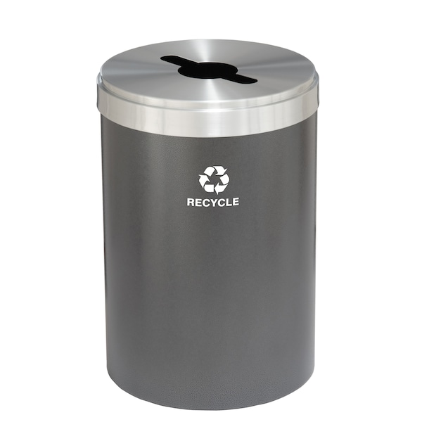 41 gal Round Recycling Bin, Silver Vein/Satin Aluminum