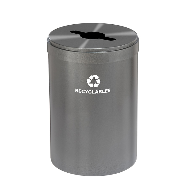 41 gal Round Recycling Bin, Silver Vein
