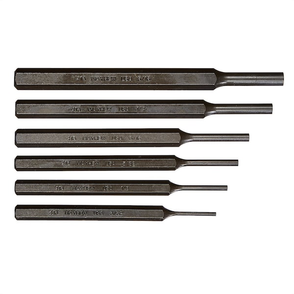 Knurled Pin Punch Kit, 6 pcs.