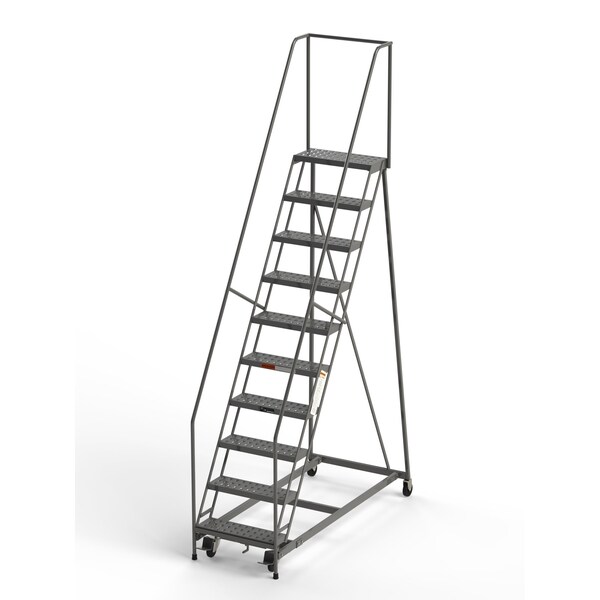 Industrial Rolling Ladder, 10 Steps, 24"W Perforated Tread, 450 lbs. Capacity