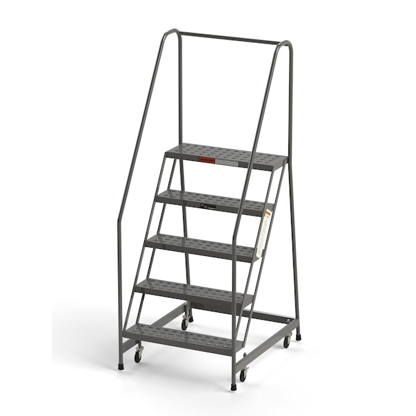 Industrial Rolling Ladder, 5 Steps, 30"W Perforated Tread, 450 lbs. Capacity