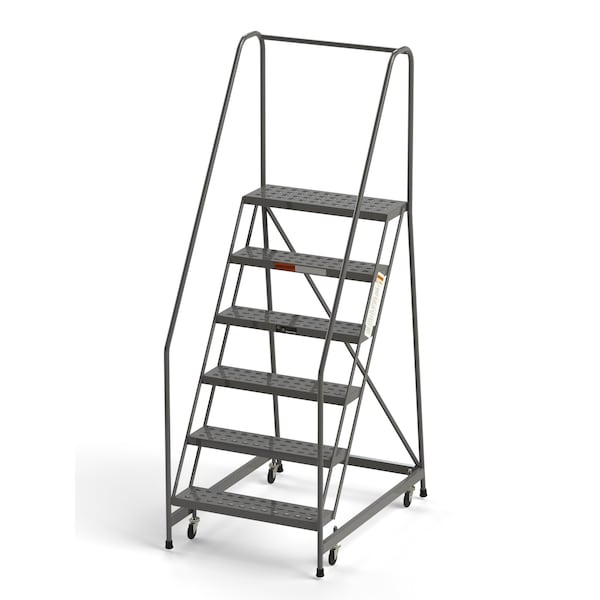 Industrial Rolling Ladder, 6 Steps, 30"W Perforated Tread, 450 lbs. Capacity