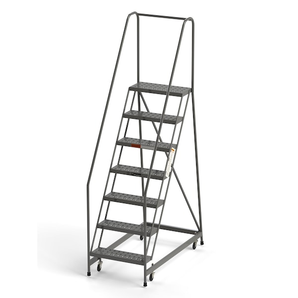 Industrial Rolling Ladder, 7 Steps, 24"W Perforated Tread, 450 lbs. Capacity