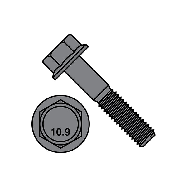 Class 10.9, M10-1.50 Flange Bolt, Plain 30 mm L, 400 PK