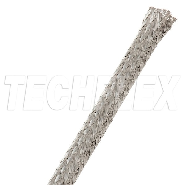 Braided Cable Sleeve, 13/64 in Inside Dia., 100 ft, Copper, Silver