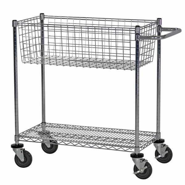 Supply Cart, 1 Basket-1 Shelf, 18x42x40