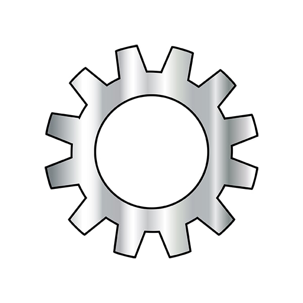 External Tooth Lock Washer, For Screw Size M2 18-8 Stainless Steel, Plain Finish, 10000 PK