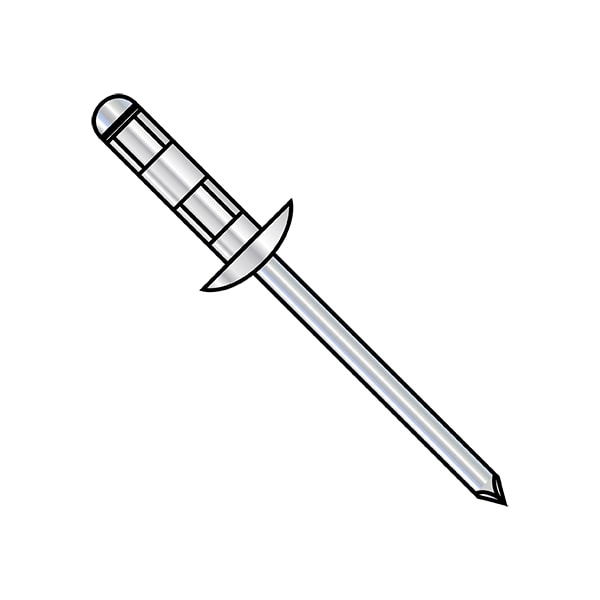 Blind Rivet, Brazier Head, 3/16 in Dia., 0.397 in - 0.420 in L, Aluminum Body, 4000 PK