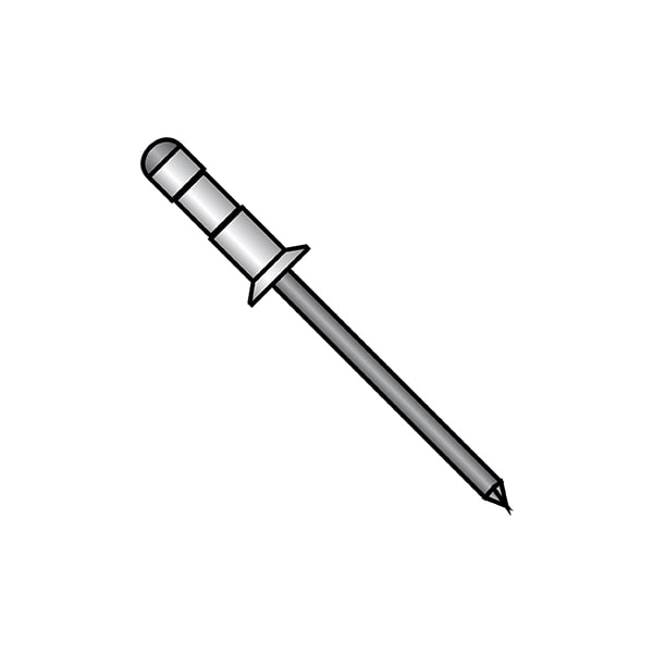 Blind Rivet, Countersunk Head, 3/16 in Dia., 0.520 in - 0.610 in L, Aluminum Body, 5000 PK
