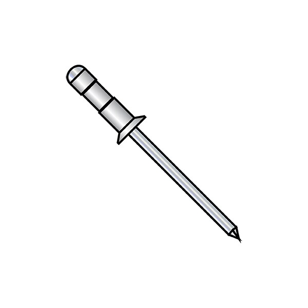 Blind Rivet, Countersunk Head, 1/8 in Dia., 0.410 in - 0.470 in L, Aluminum Body, 10000 PK