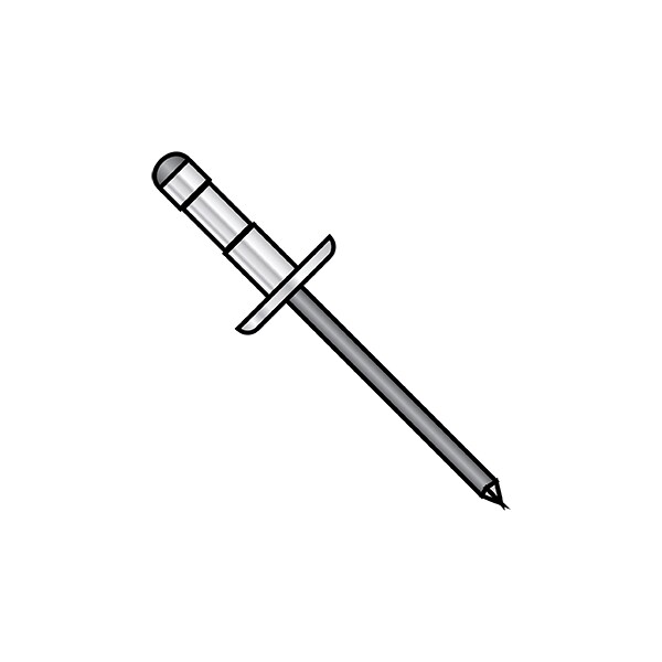 Blind Rivet, Low Profile Head, 1/8 in Dia., 0.480 in - 0.530 in L, Aluminum Body, 10000 PK