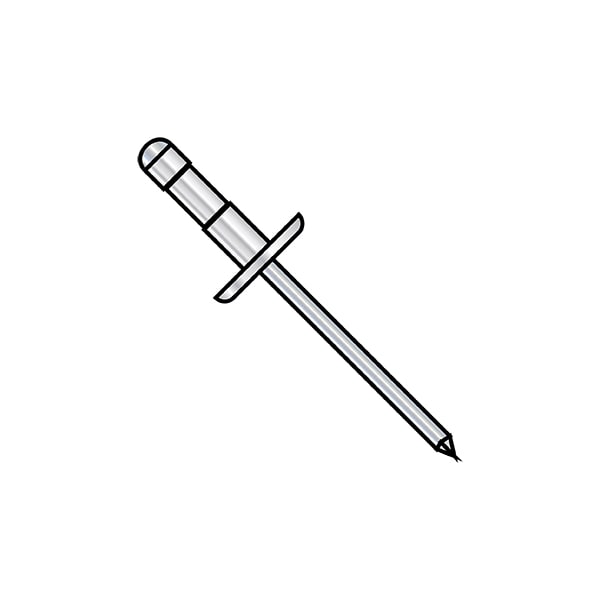 Blind Rivet, Low Profile Head, 1/8 in Dia., 0.350 in - 0.410 in L, Aluminum Body, 10000 PK