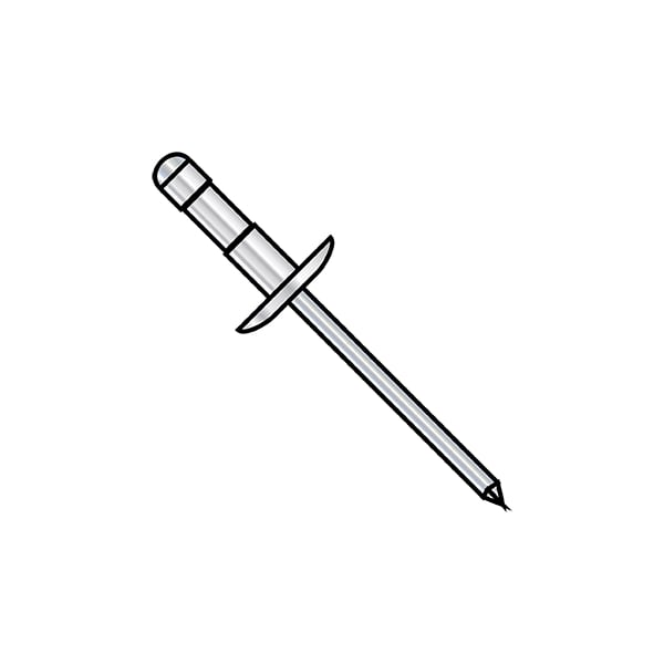 Blind Rivet, Large Flanged Head, 1/8 in Dia., 0.350 in - 0.410 in L, Aluminum Body, 8000 PK