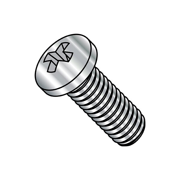 M6-1.00 x 30 mm Phillips Pan Machine Screw, Plain A2 Stainless Steel, 1500 PK