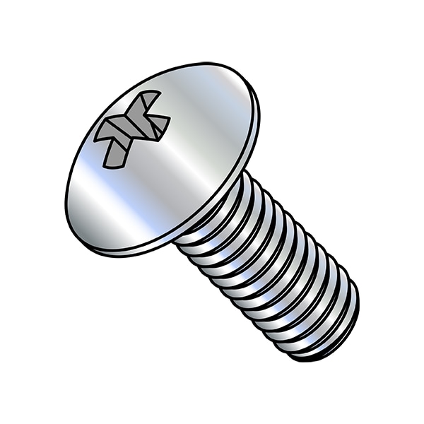 M6-1.00 x 8 mm Phillips Truss Machine Screw, Zinc Plated Steel, 4000 PK