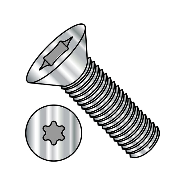 M8-1.25 x 14 mm Torx Flat Machine Screw, Plain Steel, 250 PK