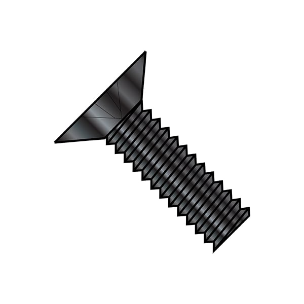 #10-32 x 1 in Phillips Flat Machine Screw, Black Oxide Steel, 6000 PK