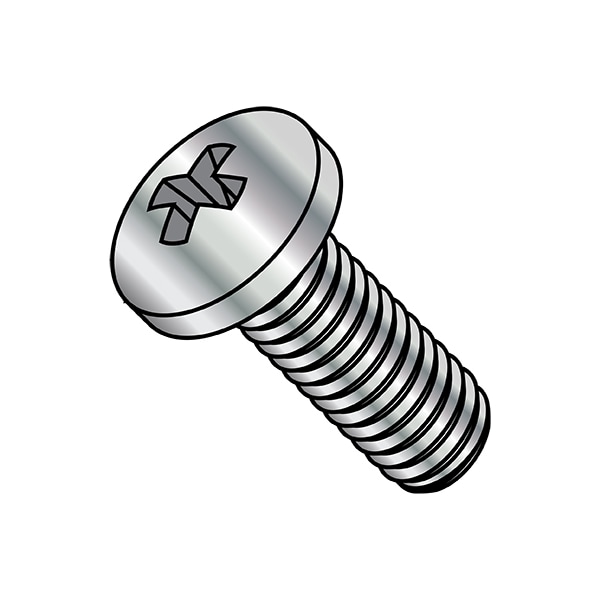 #8-32 x 3/8 in Phillips Pan Machine Screw, Nickel Plated Steel, 10000 PK