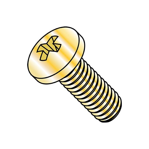 #10-24 x 1/2 in Phillips Pan Machine Screw, Zinc Yellow Steel, 7000 PK