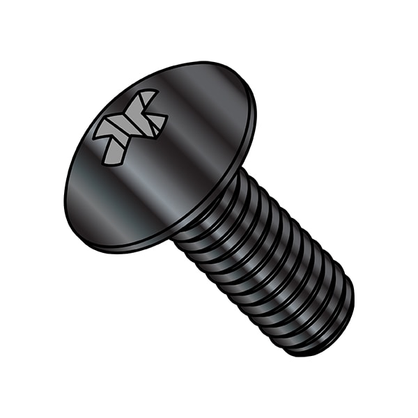 #10-24 x 1/2 in Phillips Truss Machine Screw, Zinc Black Steel, 7000 PK