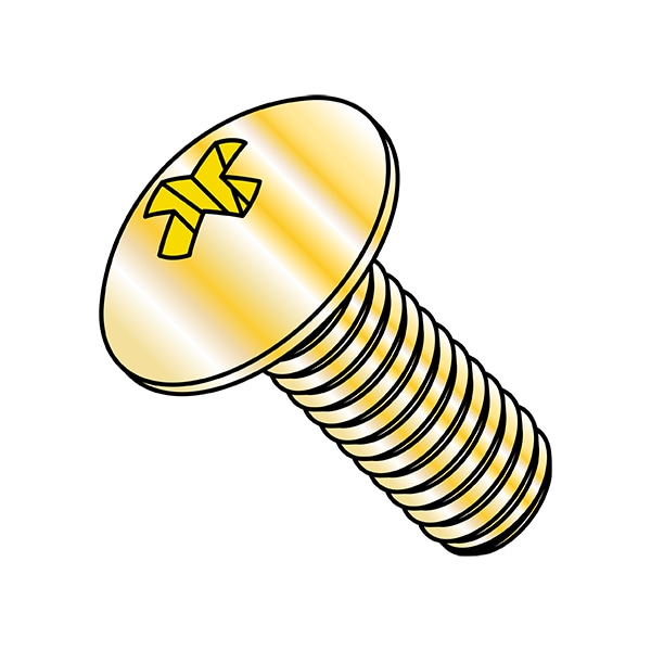1/4"-20 x 1 in Phillips Truss Machine Screw, Zinc Yellow Steel, 2000 PK