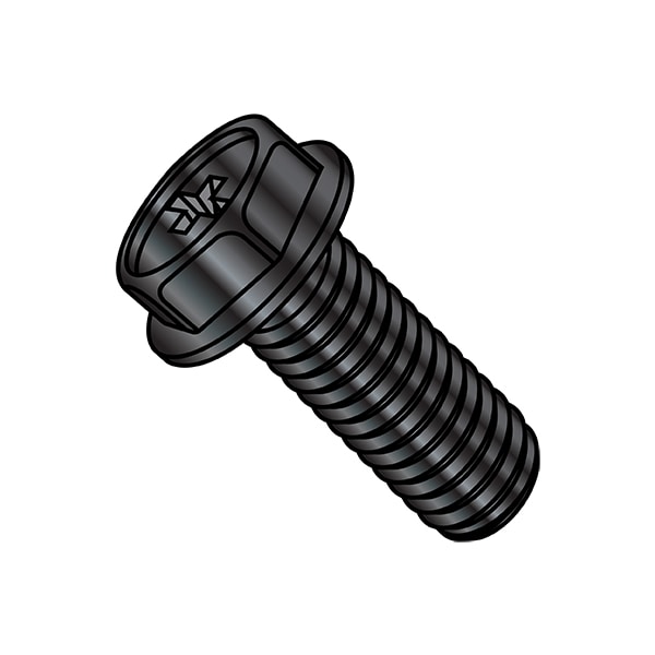 1/4"-20 x 5/8 in Phillips Hex Machine Screw, Black Oxide Steel, 3000 PK