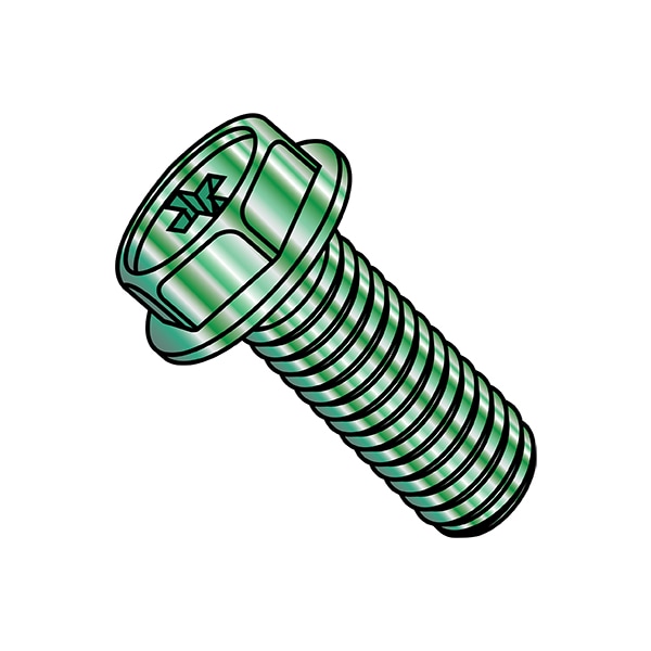 #10-32 x 1/2 in Phillips Hex Machine Screw, Zinc Plated Steel, 6000 PK