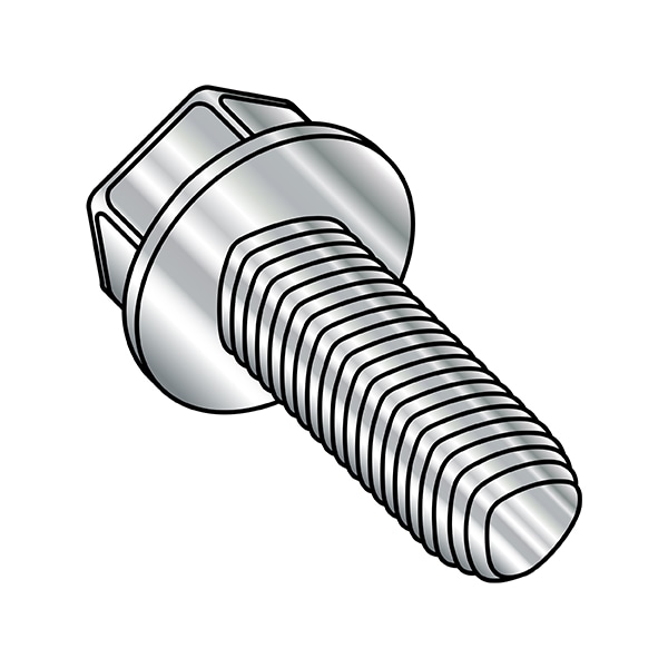 Thread Cutting Screw, M6-1.00 x 30 mm, Wax Stainless Steel Hex Head Hex Drive, 750 PK