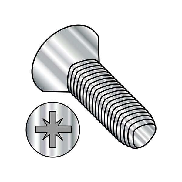 Thread Cutting Screw, M6-1.00 x 16 mm, Plain Stainless Steel Flat Head Phillips Drive, 750 PK