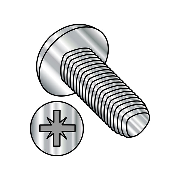 Thread Cutting Screw, M6-1.00 x 16 mm, Plain Stainless Steel Pan Head Phillips Drive, 750 PK