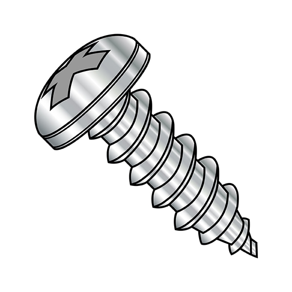 Self-Drilling Screw, 1/4"-14 x 5/8 in, Plain 410 Stainless Steel Pan Head Phillips Drive, 300 PK