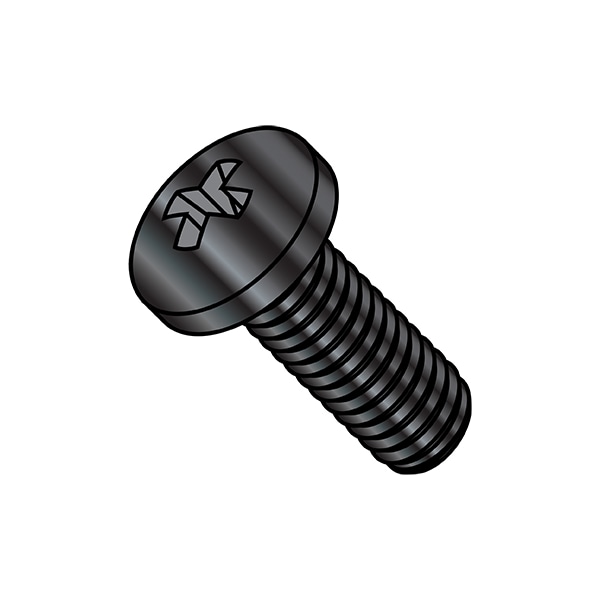 #0-80 x 3/16 in Phillips Pan Machine Screw, Black Oxide Steel, 5000 PK