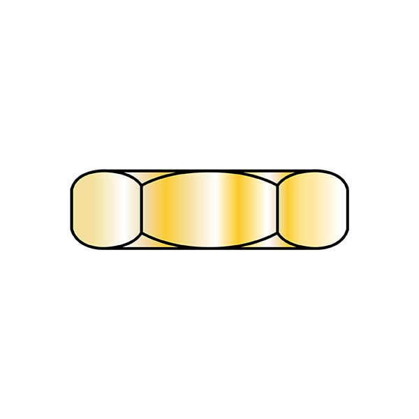 Hex Nut, 9/16"-12, Steel, Grade B, Cadmium Yellow, 250 PK
