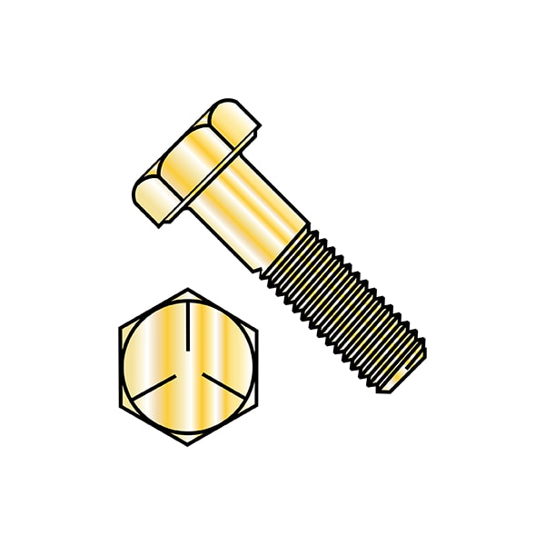 Grade 5, 9/16"-12 Hex Head Cap Screw, Zinc Yellow Steel, 3-3/4 in L, 100 PK