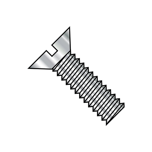 #0-80 x 11/32 in Slotted Flat Machine Screw, Plain Steel, 5000 PK