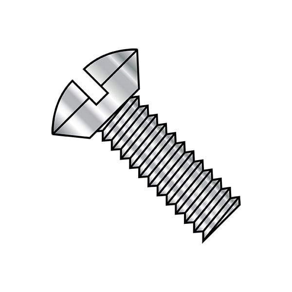 1/4"-20 x 3/8 in Slotted Oval Machine Screw, Plain Stainless Steel, 1000 PK