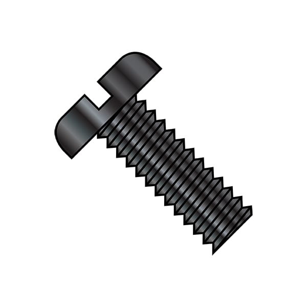 #10-32 x 1/2 in Slotted Pan Machine Screw, Black Oxide Steel, 7000 PK