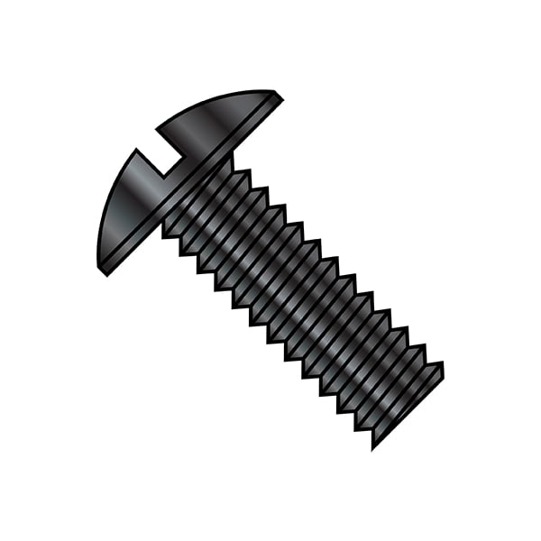 1/4"-20 x 1-1/4 in Slotted Truss Machine Screw, Zinc Black Steel, 2000 PK