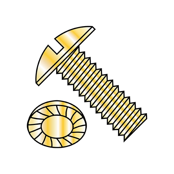5/16"-18 x 1 in Slotted Truss Machine Screw, Zinc Yellow Steel, 1250 PK