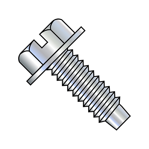 5/16"-18 x 3/16 in Slotted Hex Machine Screw, Zinc Plated Steel, 200 PK