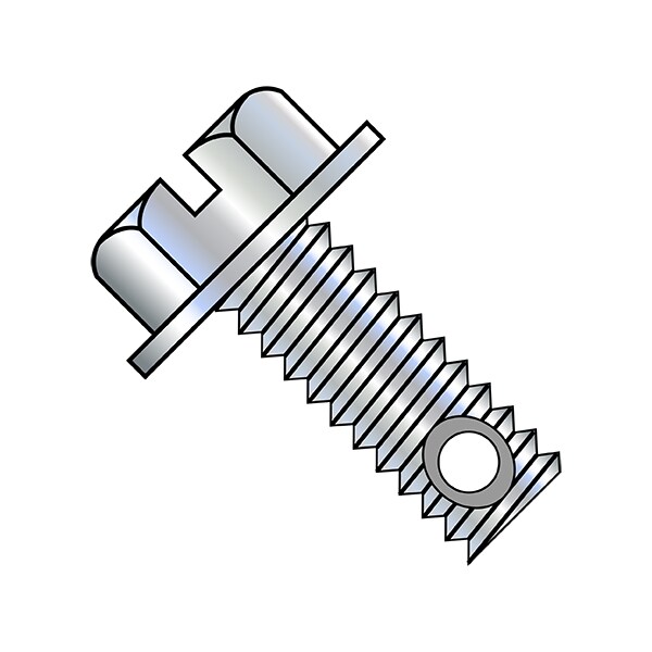 3/8"-16 x 3-1/2 in Slotted Flange Hex Machine Screw, Zinc Plated Steel, 200 PK