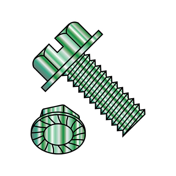 #8-32 x 1/4 in Slotted Hex Machine Screw, Zinc Plated Steel, 10000 PK