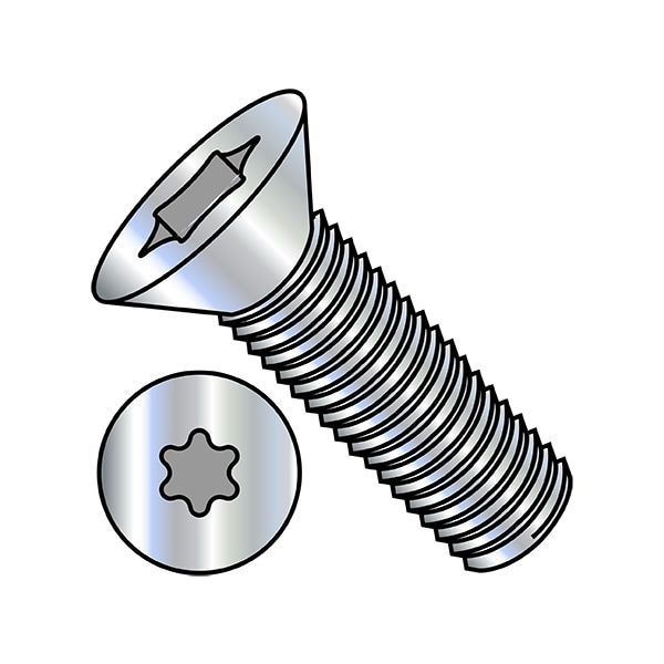 #10-24 x 1 in Torx Flat Machine Screw, Zinc Plated Steel, 6000 PK