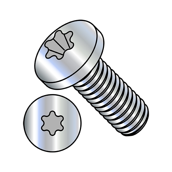 #10-24 x 1 in Torx Pan Machine Screw, Zinc Plated Steel, 5000 PK