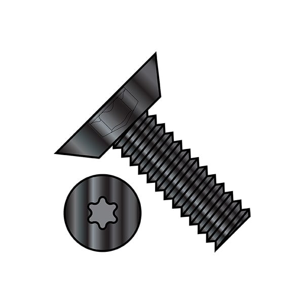 #8-32 x 1/4 in Torx Flat Machine Screw, Black Oxide Steel, 10000 PK