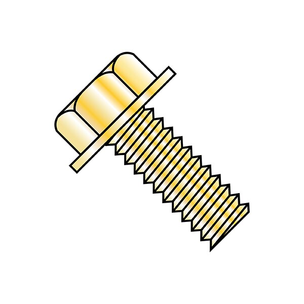 1/4"-20 x 1/2 in Hex Hex Machine Screw, Zinc Yellow Steel, 3000 PK