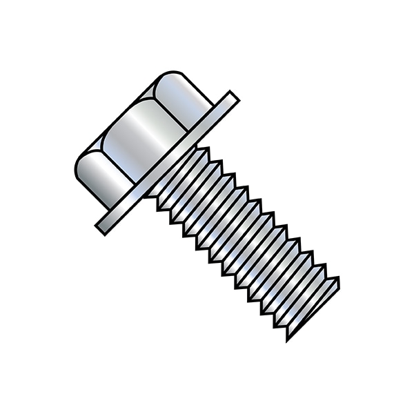 #10-24 x 1 in Hex Hex Machine Screw, Zinc Plated Steel, 4500 PK