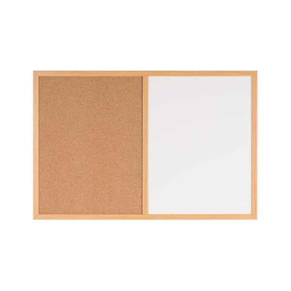 MasterVision Maya Series Combo Whiteboard/Cork Board, Wall Mount, 36"x48", Wood Frame