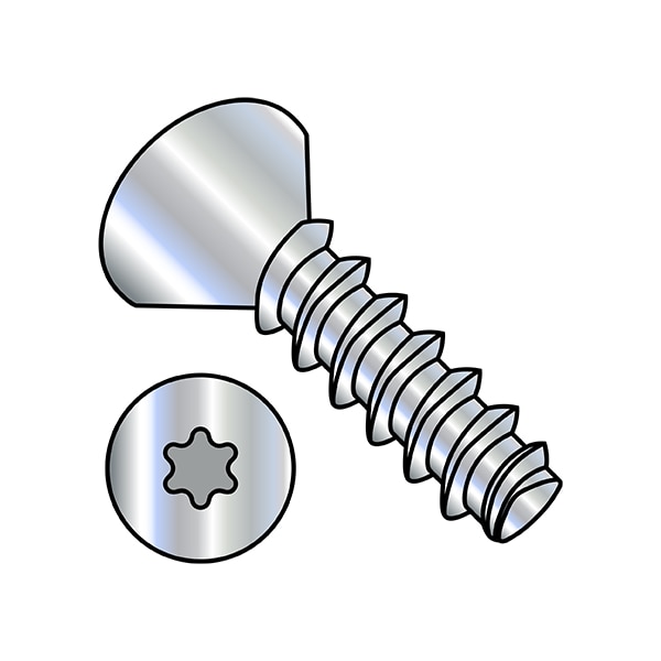 Thread Forming Screw, M3.5-1.65 x 16 mm, Zinc Plated Steel Flat Head Torx Drive, 8000 PK